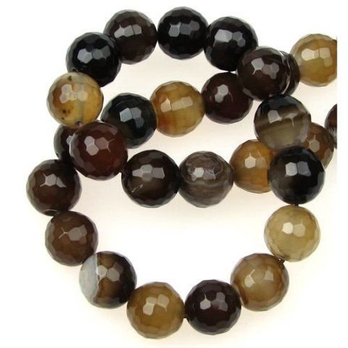 String beads brown Agate faceted  bead10 mm ~ 38 pieces