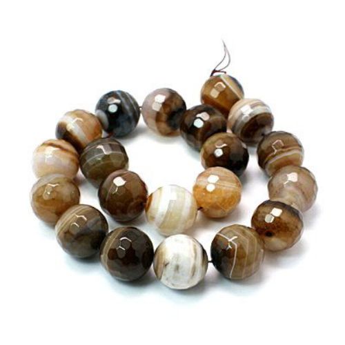 String beads striped Agate faceted ball12 mm ~ 33 pieces