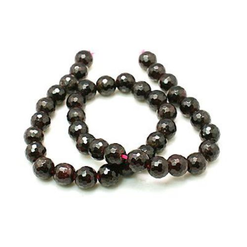 Faceted beads made of semi-precious stone Garnet 10 mm ~ 38 pieces