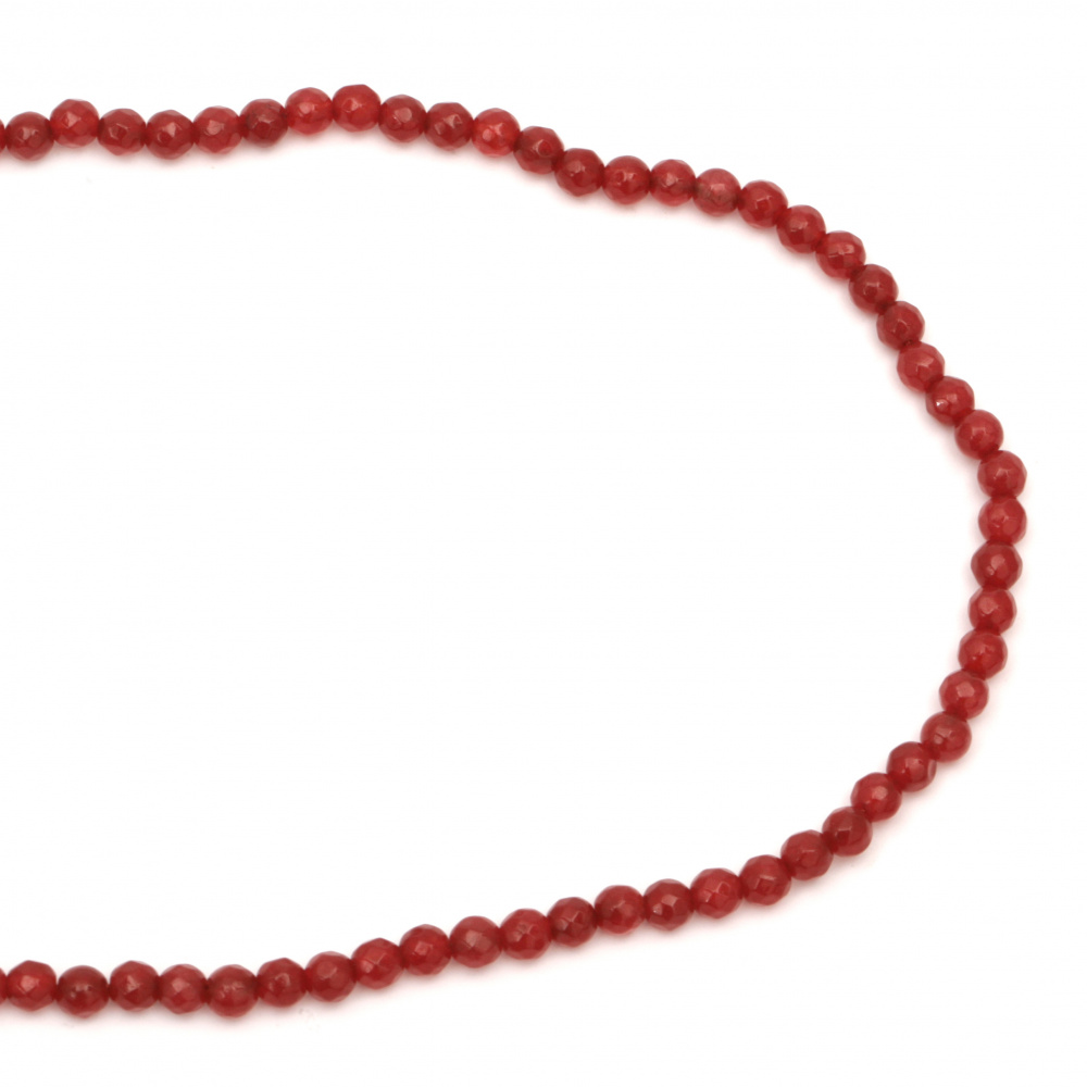 Gemstone Beads Strand, Carnelian, Round, Faceted, 6mm, ~60 pcs