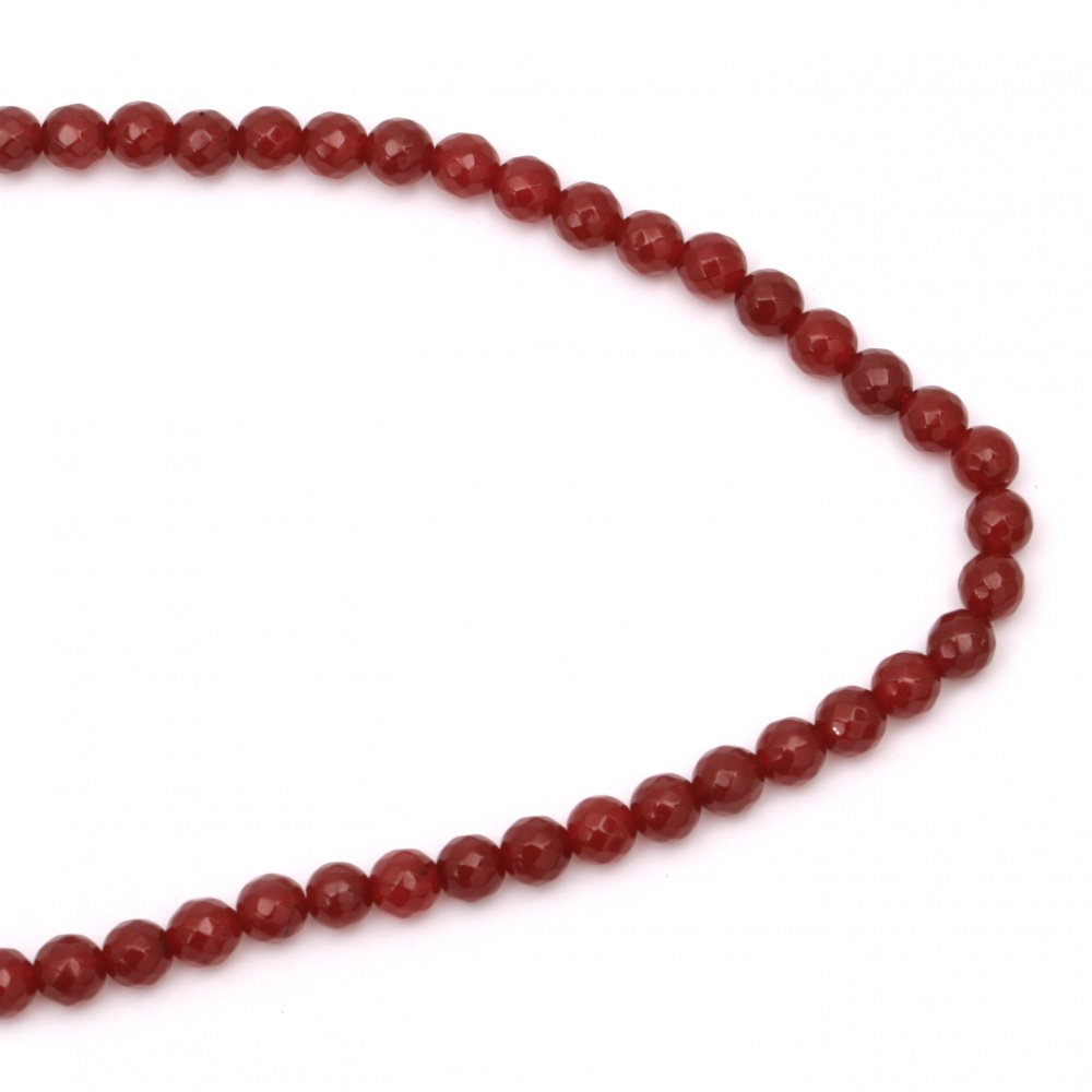 Gemstone Beads Strand, Carnelian, Round, Faceted, 8mm, ~48 pcs