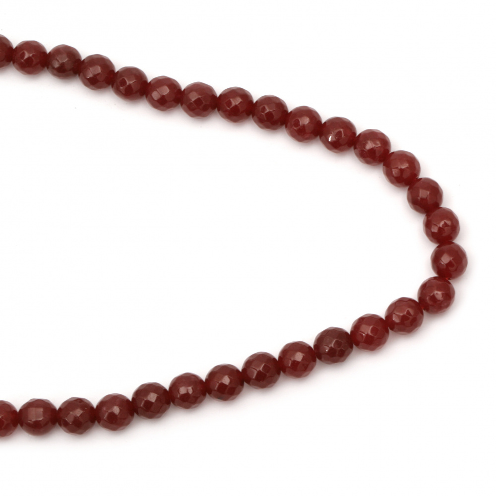 Gemstone Beads Strand, Carnelian, Round, Faceted, 10mm, ~38 pcs