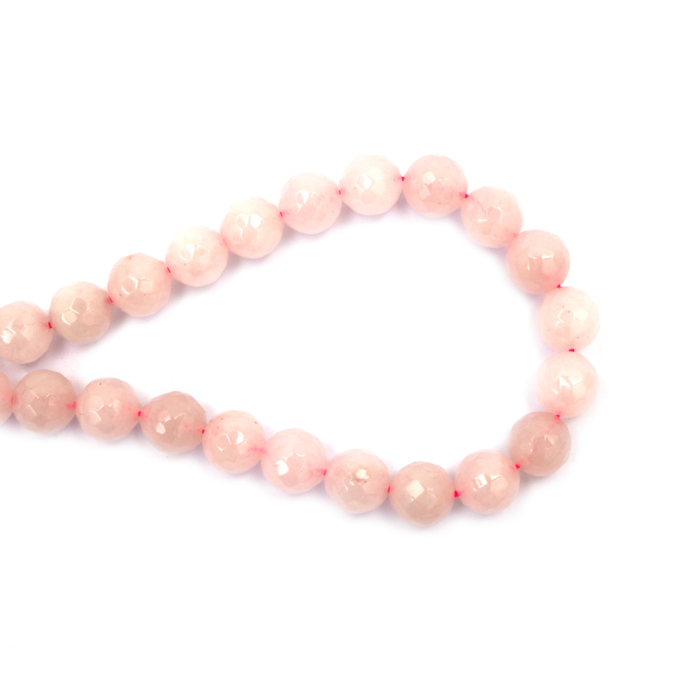 String of faceted semi-precious ROSE QUARTZ beads, 12 mm, approximately 30 pieces