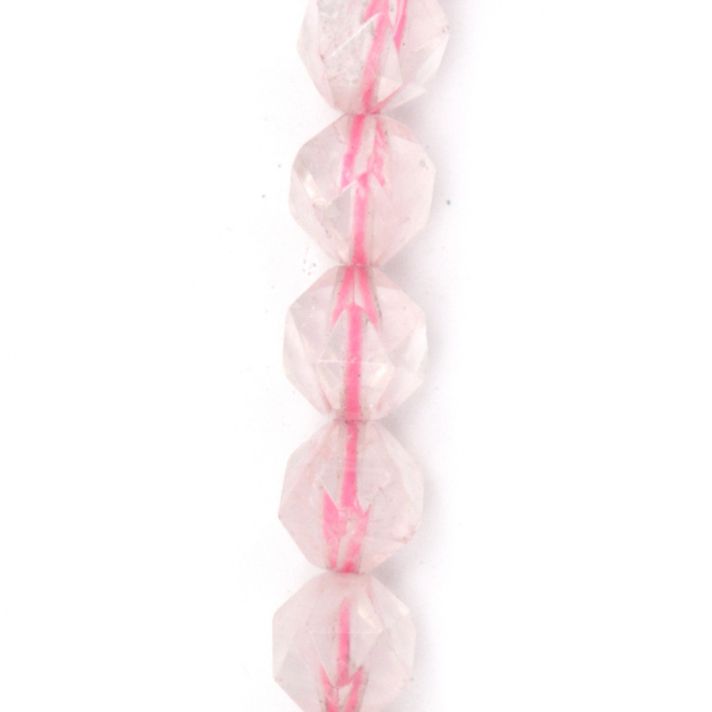 PINK QUARTZ / String Semi-precious Faceted Stone Beads, 8 mm  ~ 48 pieces