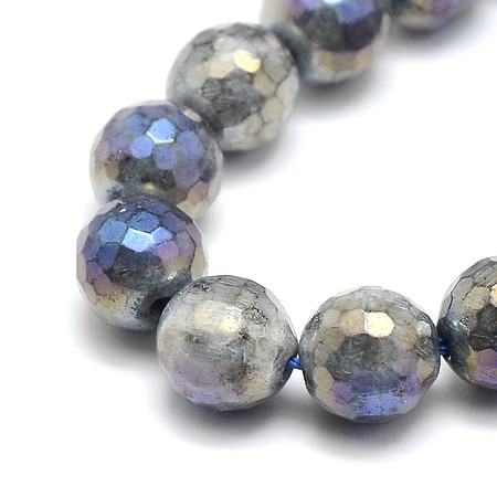 Gemstone Beads Strand, Natural Labradorite, Faceted, Round,  8mm, 48 pcs