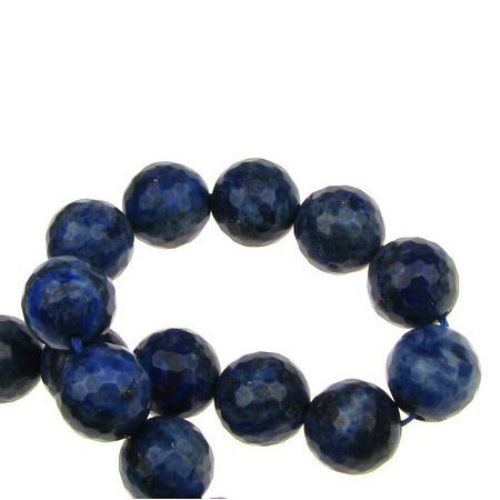 Perle cu șnur din piatră semiprețioasă LAPIS LAZULI 12 mm fațetată ~ 32 bucăți