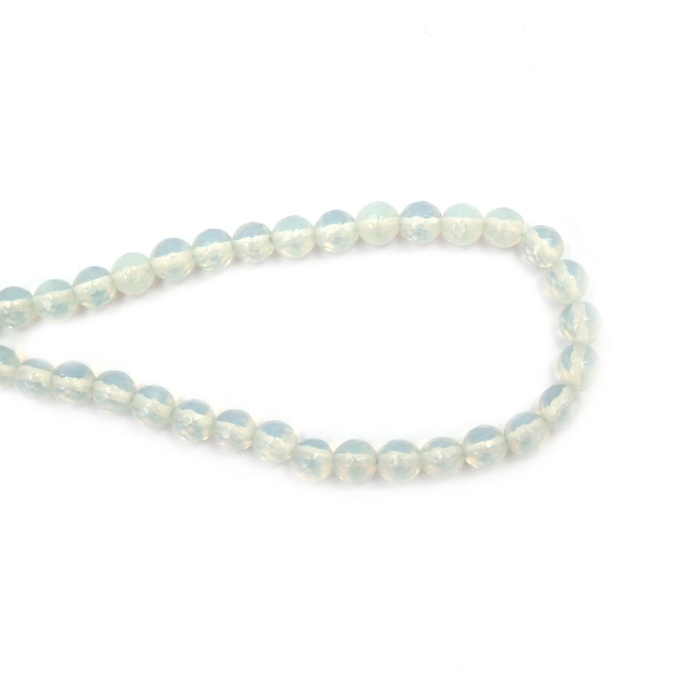 String of semi-precious gemstone MOONSTONE (OPAL) faceted beads, 8 mm, approximately 47 pieces