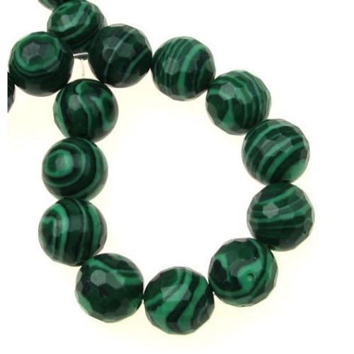 Gemstone Beads Strand, Synthetic Malachite, Faceted, Round, 12mm, 32 pcs