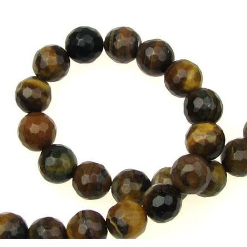 Grade "B" TIGER'S EYE Round Faceted Beads Strand 8 mm ~ 48 pcs