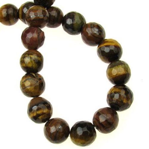 Grade "B" TIGER'S EYE Round Faceted Beads Strand 10 mm ~ 38 pcs