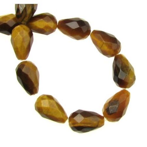 Grade "A" TIGER'S EYE Faceted Drop Beads Strand 12x8 mm ~ 15 pcs