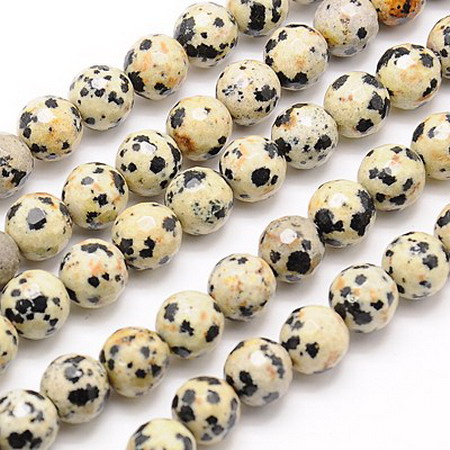 Natural Dalmatian Jasper Round faceted Beads Strand 6 mm ~66 pieces