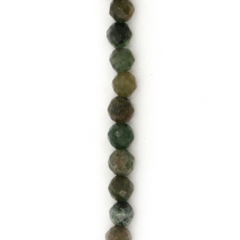 Наниз мъниста полускъпоценен камък РУБИН ЗОИСИТ топче фасетирано 3~4 мм ~120 броя