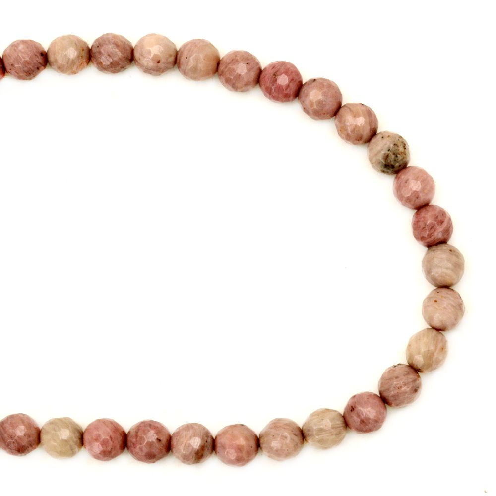 String of Semi-Precious Stone Beads RHODONITE / Faceted Ball: 6 mm ~ 65 pieces