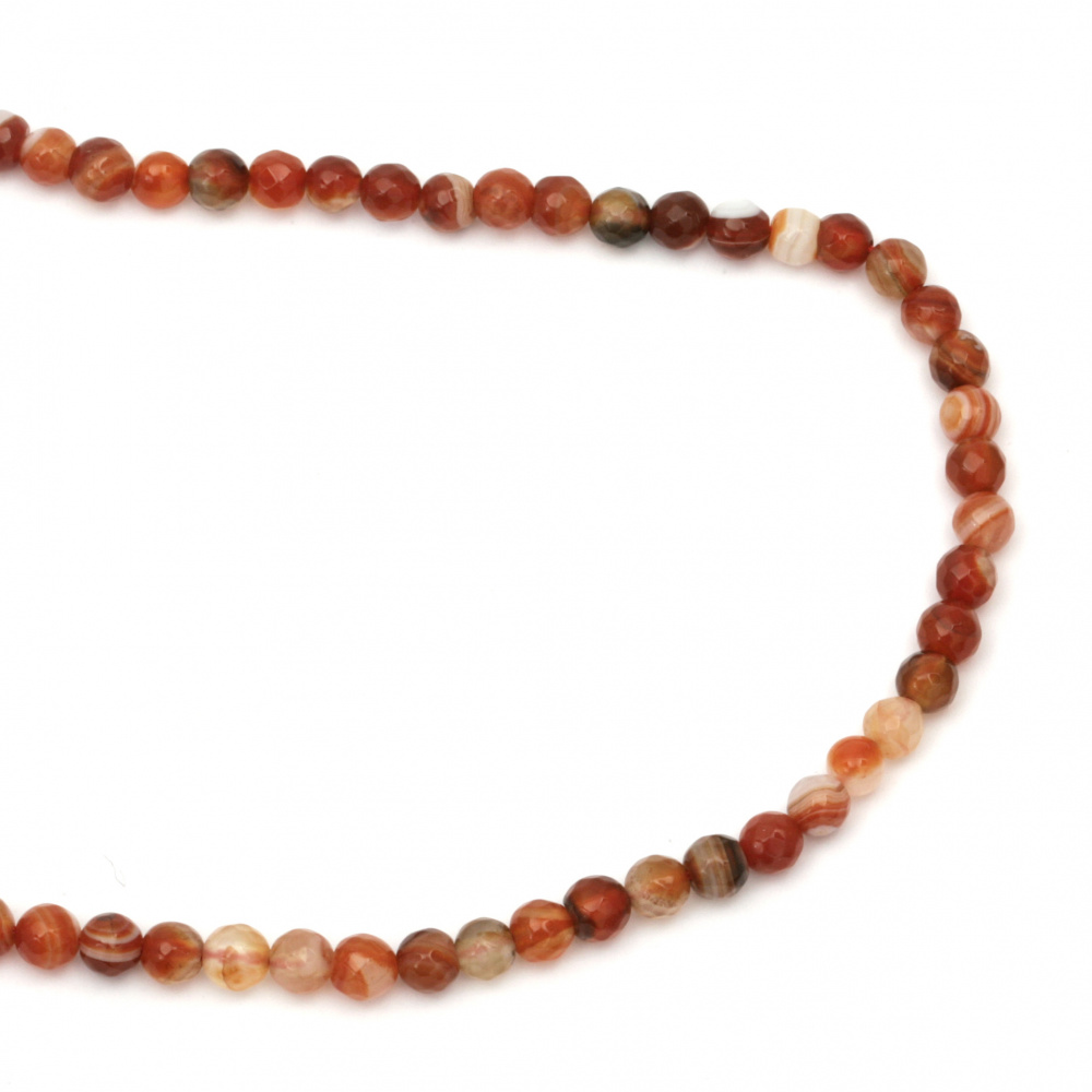 Gemstone Agate striped orange dark bead faceted 6 mm ~ 62 pieces