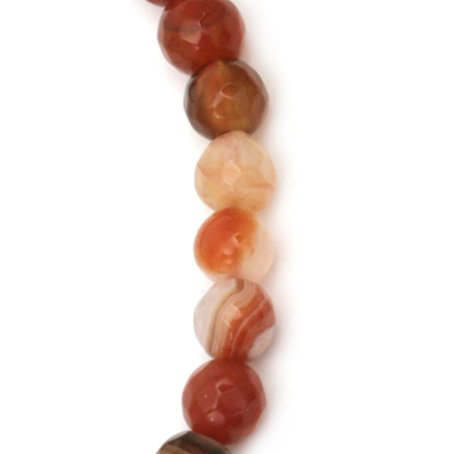 Gemstone Agate striped orange dark bead faceted 6 mm ~ 64 pieces
