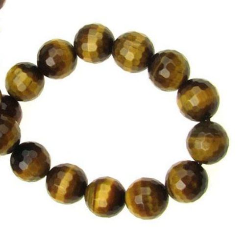 Grade "A" TIGER'S EYE Round Faceted Beads Strand 8mm ~ 48 pcs