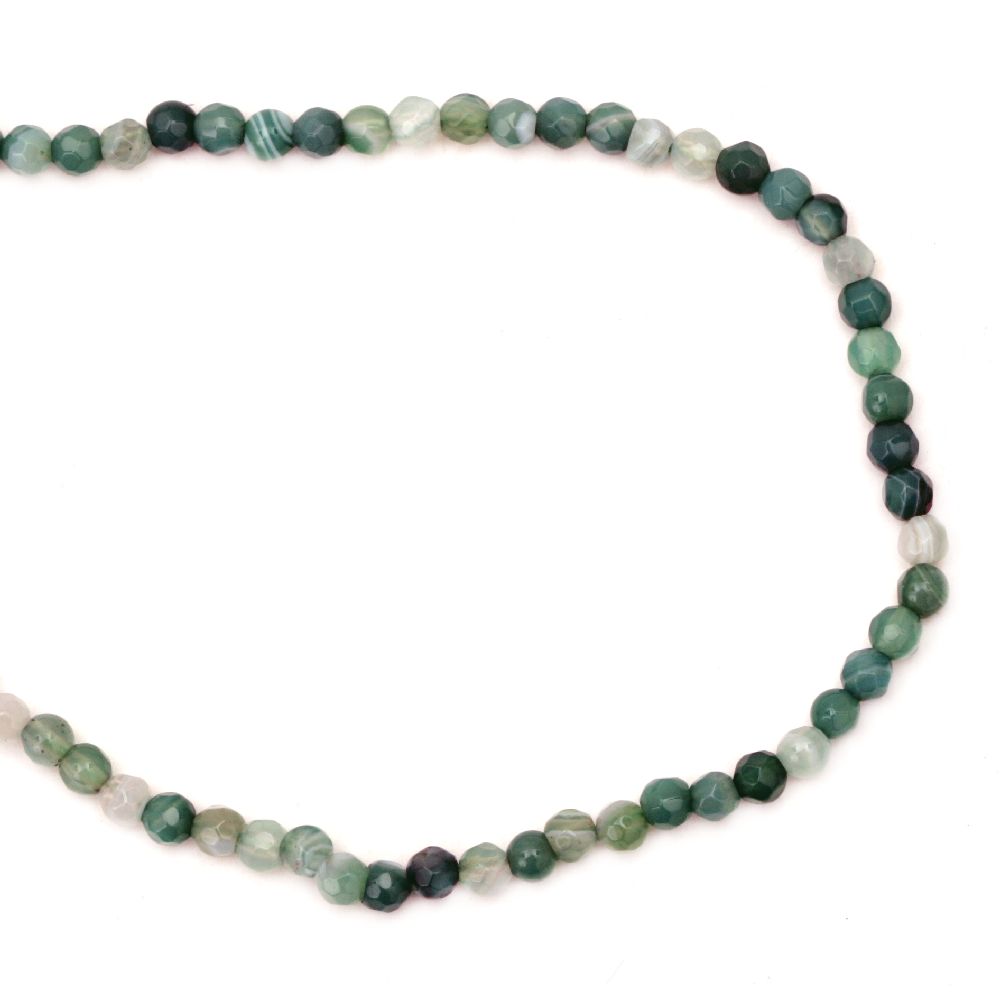 String beads  striped  stone Agate green bead faceted 4 mm ~ 95 pieces