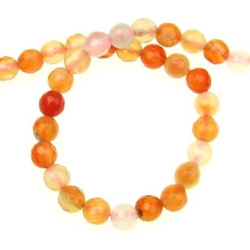String beads Faceted stone Agate Orange Milk Bead  6mm ~ 66 Pieces