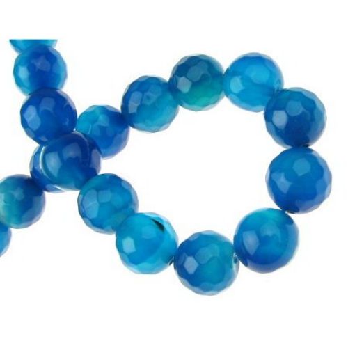 String beads faceted stone Agate blue bead  10 mm ~ 38 pieces