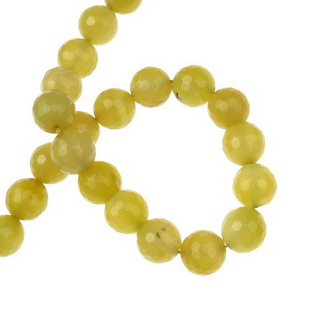String Semi-precious Stone Beads / Yellow AGATE, Faceted Ball: 12 mm ± 32 pieces
