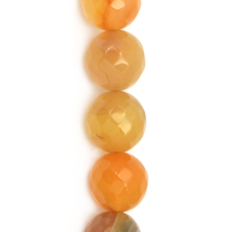 Наниз мъниста полускъпоценен камък АХАТ ивичест оранжев топче фасетирано 10 мм ±40 броя