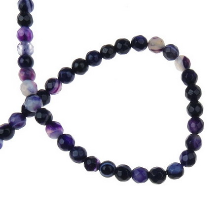 String beads striped stone Agate purple ball faceted 4 mm ~ 95 pieces