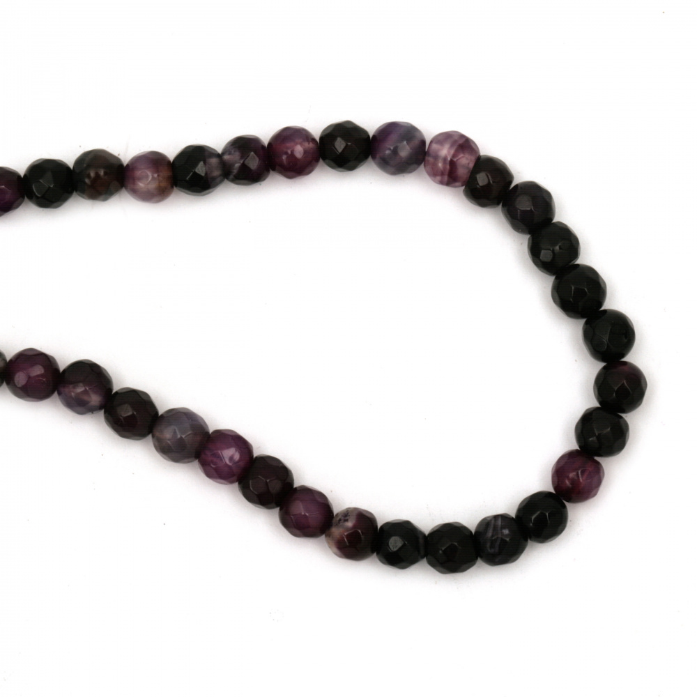 String beads striped stone Agate purple ball faceted 6 mm ~ 63 pieces