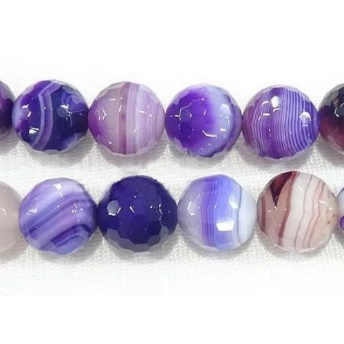 String beads striped stone Agate purple ball faceted 10 mm ~ 37 pieces