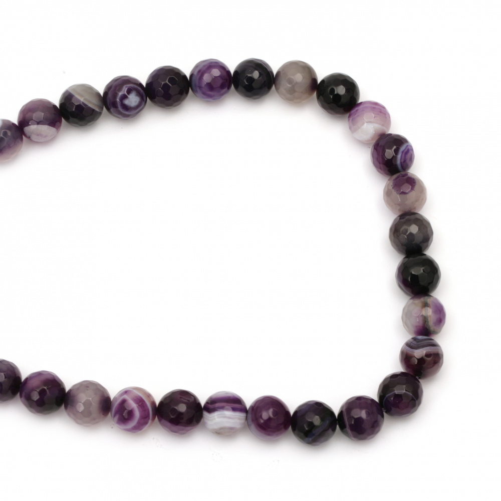 String beads striped stone Agate purple ball faceted 12 mm ~ 32 pieces