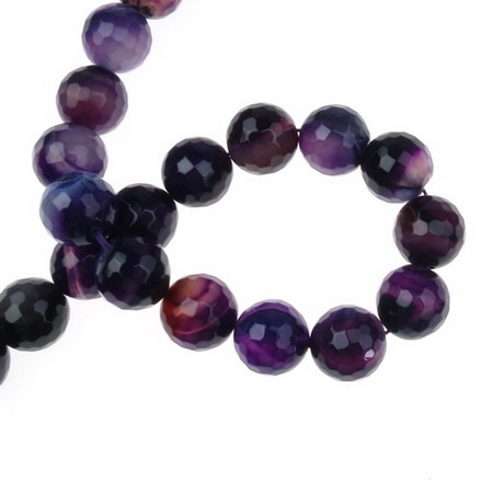 Semi-precious Stone AGATE  Beads for DIY Jewelry, Dark Purple, Faceted Ball: 14 mm ± 27 pieces