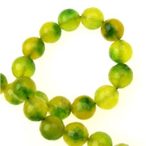String beads  stone Agate yellow-green bead faceted 10 mm ~ 38 pieces