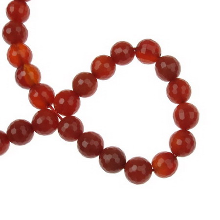 String beads faceted  stone Agate dark orange bead  10 mm ~37 pieces