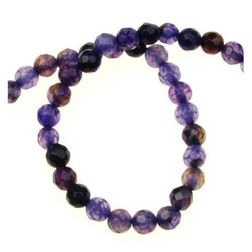 String beads, semi-precious stone AGATE, purple, faceted 4 mm ~96 pieces