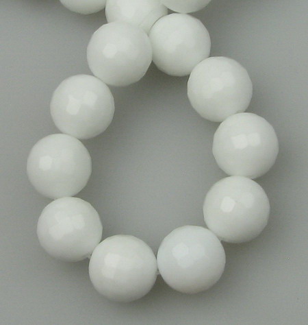 String Synthetic Stone Beads for DIY Jewelry Design / WHITE AGATE, Faceted Ball: 12 mm ± 33 pieces