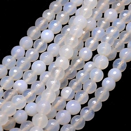 White Faceted Agate Beads Strand – 4 mm Round ~96 pcs, Perfect for Elegant and Fine Jewelry Designs
