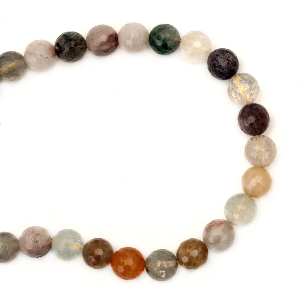 Rutile Quartz 10 mm String Assorted Faceted Beads Semi Precious Stone ~37 Pieces