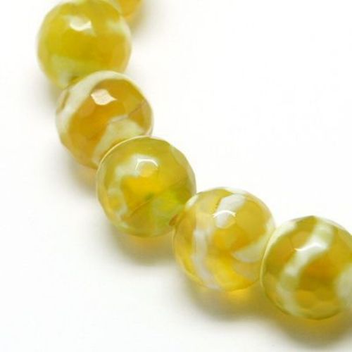 String beads faceted stone Agate yellow bead  8 mm ~ 47 pieces