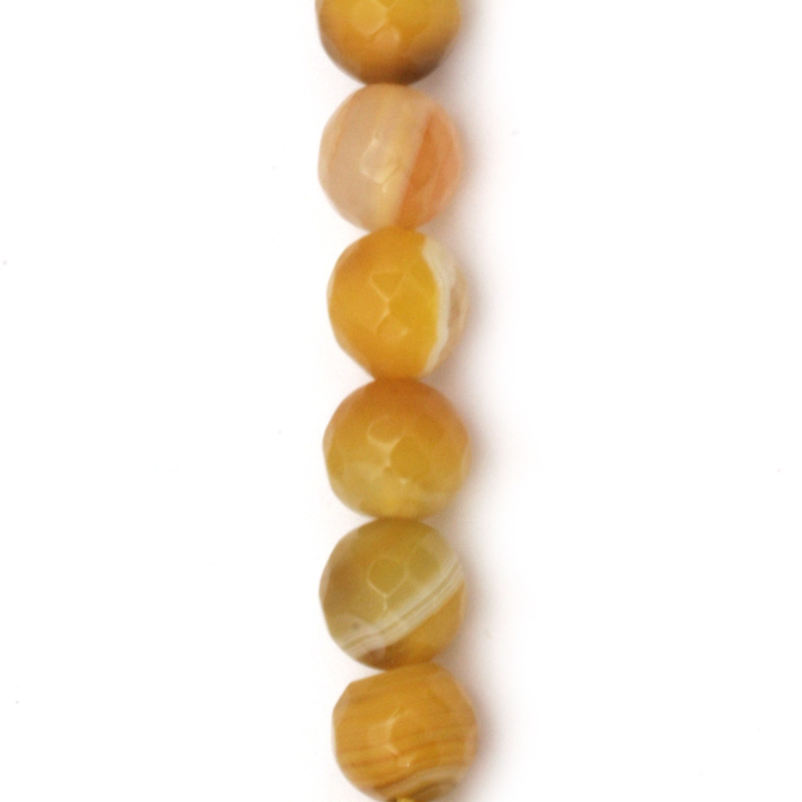 String beads striped stone Agate yellow-orange bead faceted 8 mm ~ 48 pieces