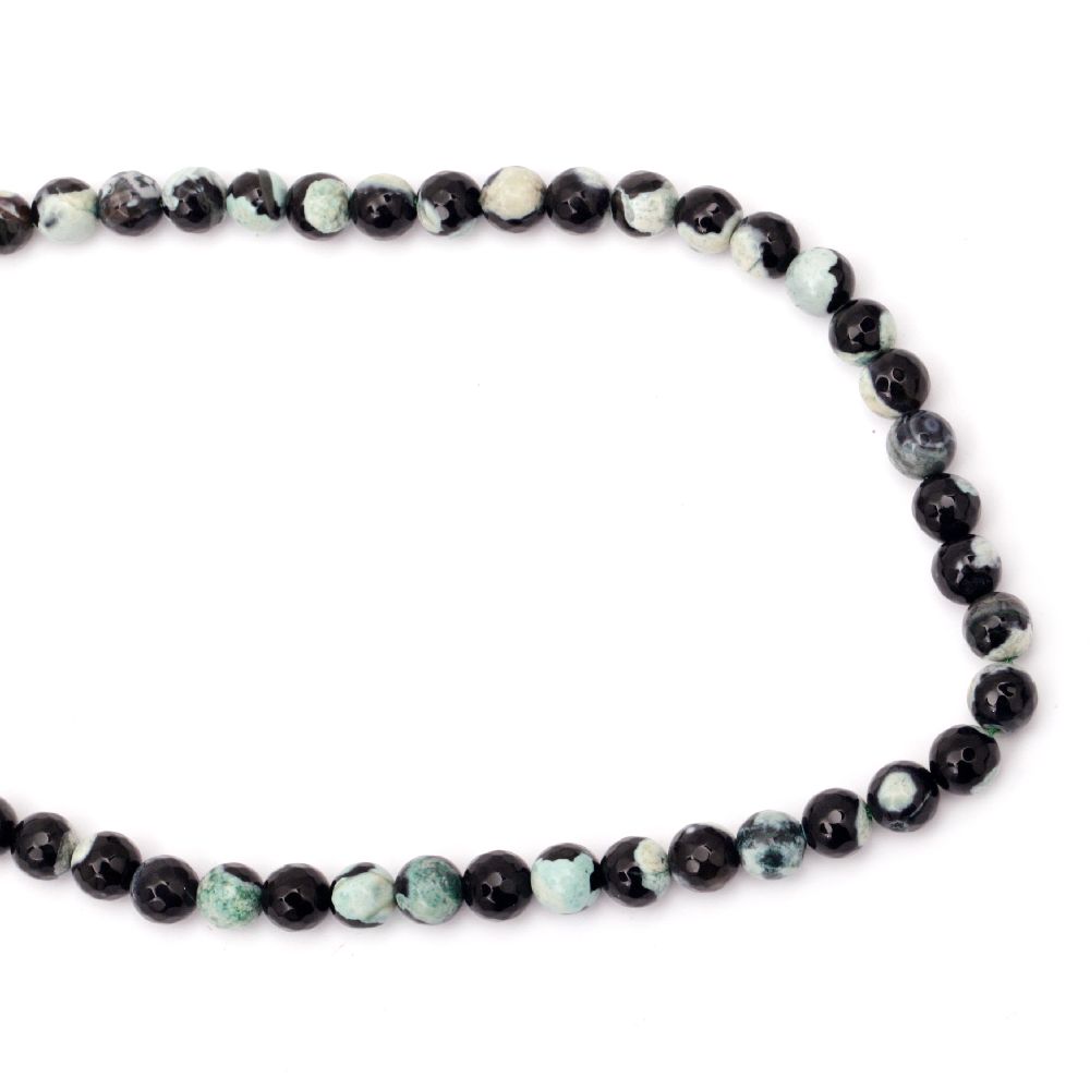 String of Colored Semi-precious Stone AGATE Beads for Jewelry Making, Faceted Ball: 8 mm ± 48 pieces