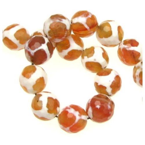 String beads faceted stoneAgate orange bead12 mm ~ 32 pieces