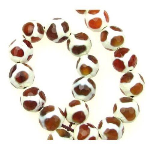 String beads faceted stone Agate orange dark bead 10 mm ~ 37 pieces