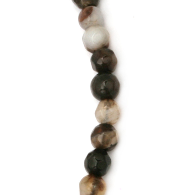 String beads faceted stone Agate brown mixed  ball 4 mm ~ 96 pieces
