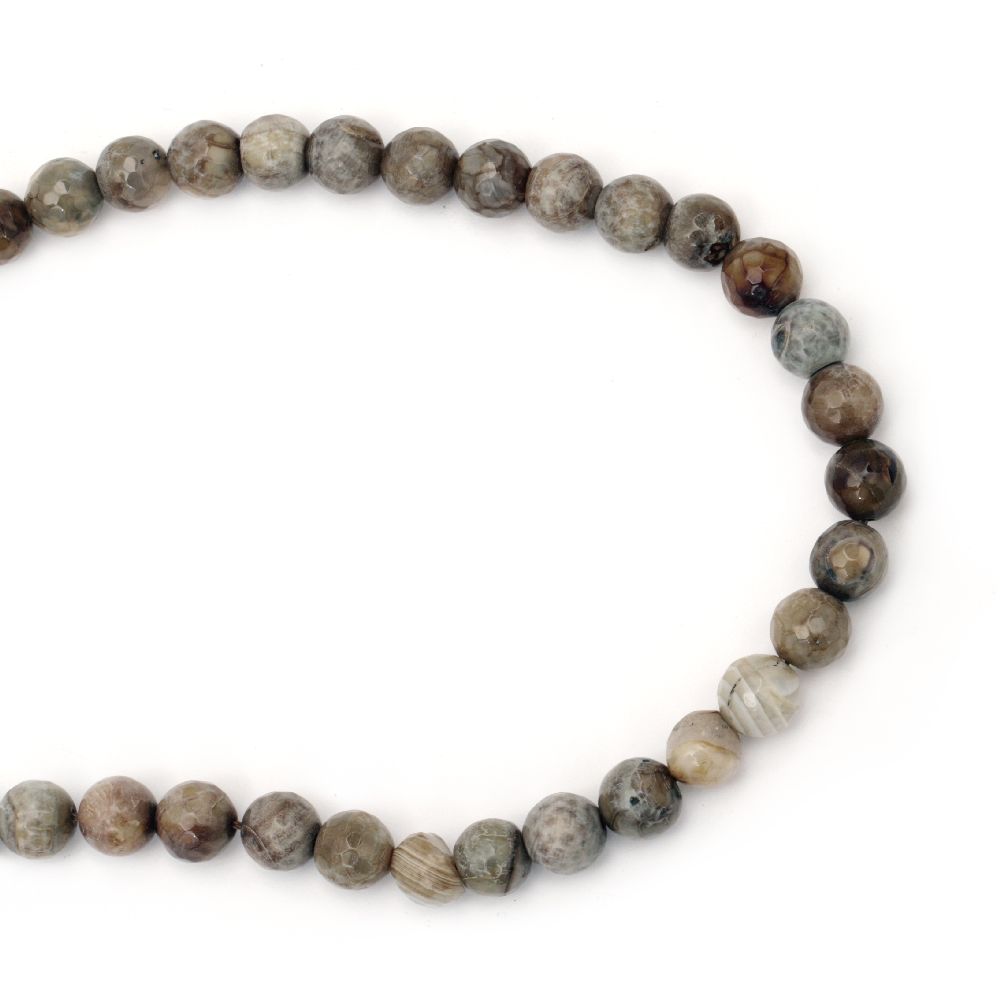 String beads faceted Agate brown light mix ball 12 mm ~ 32 pieces