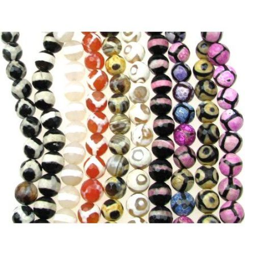 String beads faceted stone Agate ASSORTE painted  ball 10 mm ~ 38 pieces