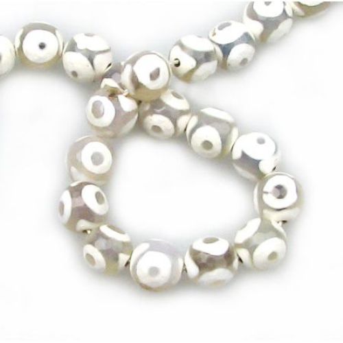 Natural White Agate Faceted, Round Beads  8mm ~ 47 pcs