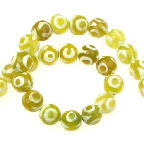 String beads bead faceted stone agate yellow painted  10 mm ~ 37 pieces