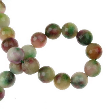 String Multi-colored Faceted Gemstone Beads / AGATE, Ball: 14 mm ± 28 pieces