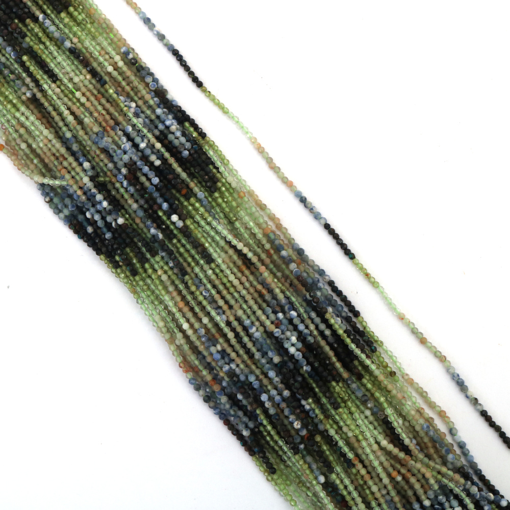 Bezaubernder „Forest Breath“ Edelstein-Perlenstrang (Facettiert) – 2,5 mm runde Perlen, ca. 165 Stück (Mix)