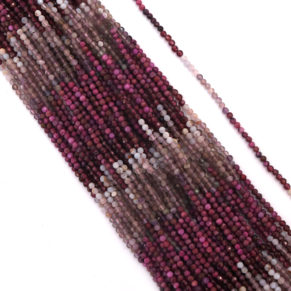 String of Semi-Precious Stone Beads / MYSTIC ORCHID Palette / Faceted Ball: 2.4~2.8mm ~ 165 pieces